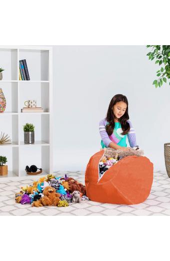 Kids Stuffed Animal Storage Bean Bag Chair Cover -Childrens Toy Organizer