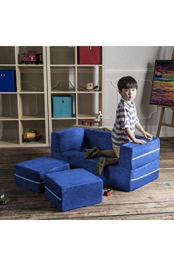 Zipline Kids Modular Loveseat Ottomans Fold Out Lounger